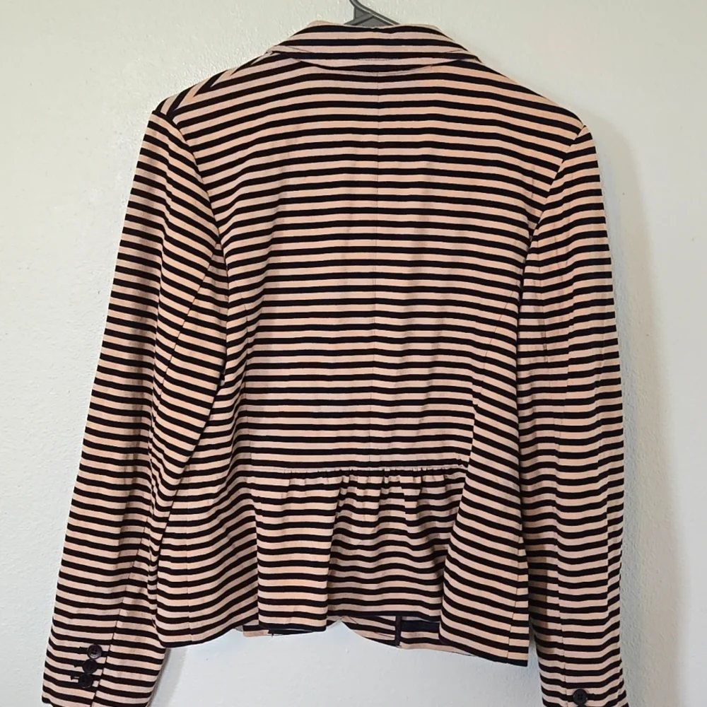 Talbots Navy Striped Knit Blazer Size Large - Picture 2 of 9